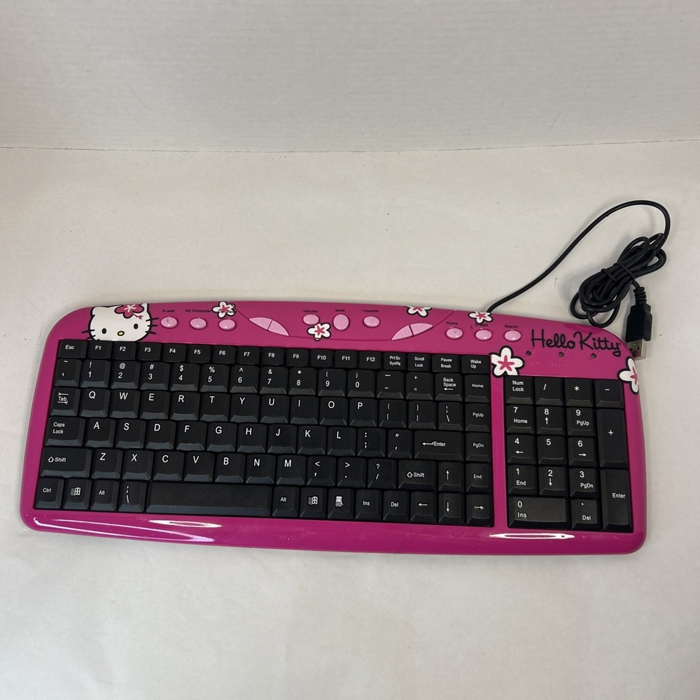 Hello Kitty Pink/Black Wired USB Multimedia Keyboard QWERTY English